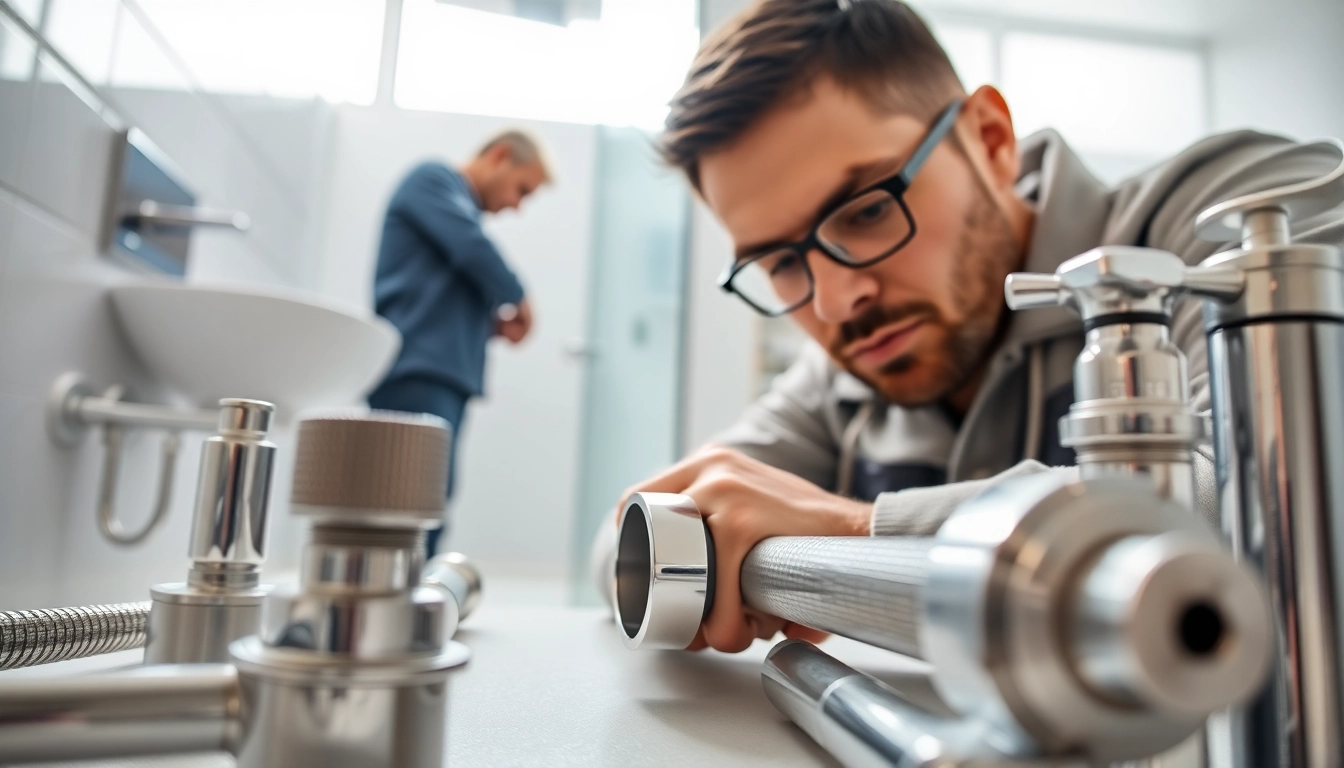 Sonni sanitär GmbH zeigt einen Fachmann bei der Sanitärinstallation mit hochwertigen Werkzeugen.
