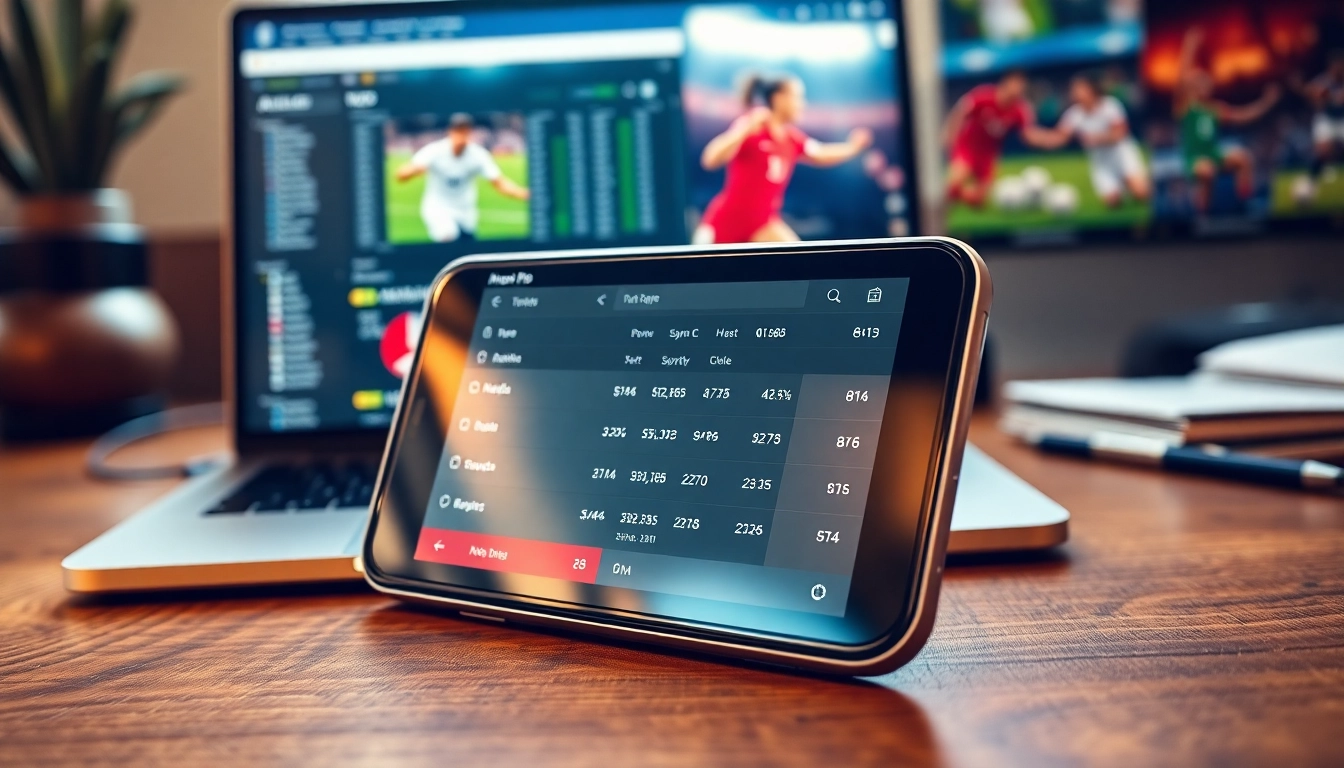 Showcasing best sports betting apps India through a dynamic smartphone interface set in an engaging workspace