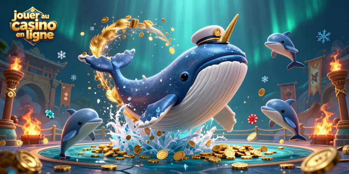 Jouer au casino en ligne avec des baleines et des dauphins dans une scène dynamique remplie de pièces d'or.