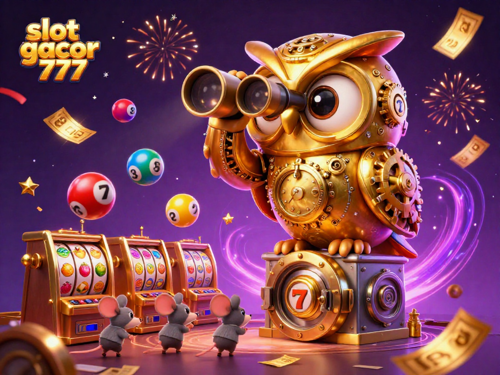 Experience the thrill of slot gacor 777 with vibrant, gold-accented 3D casino illustration.