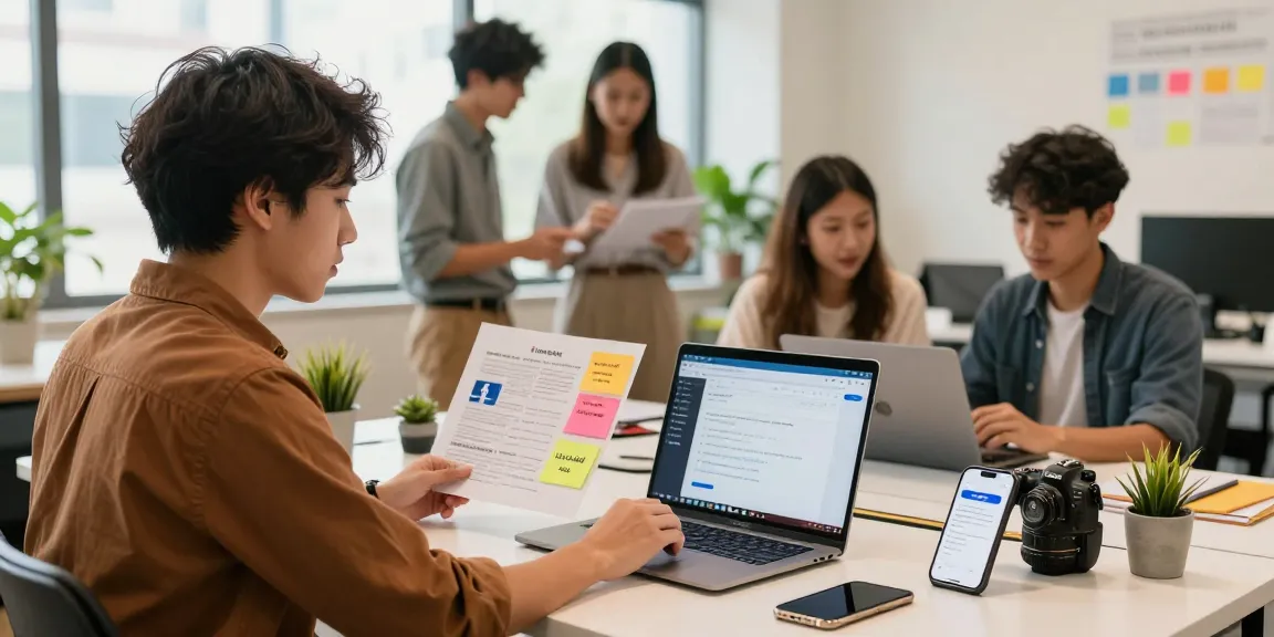 Strategist planning effective facebook marketing in kl in vibrant workspace with modern decor.