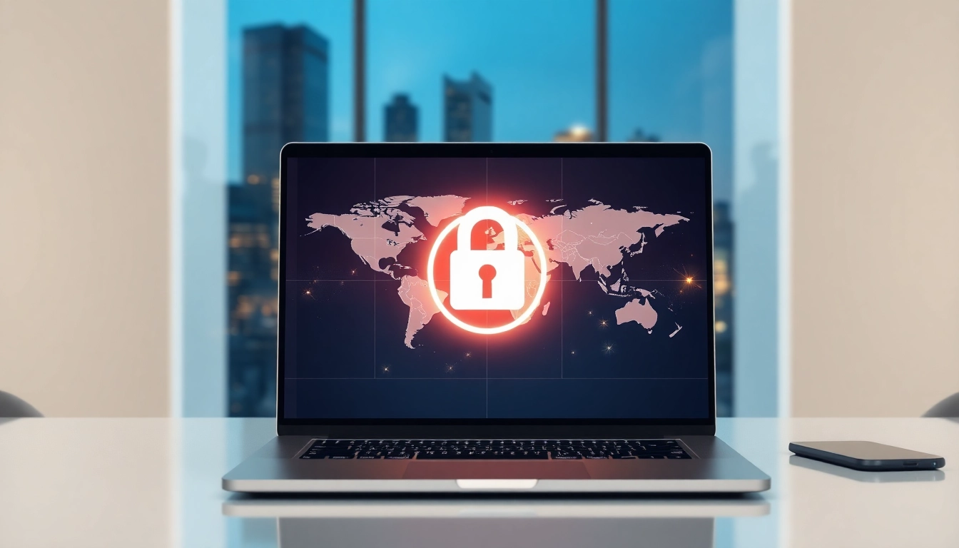Utilizing a VPN service for enhanced online security and privacy in a modern workspace.