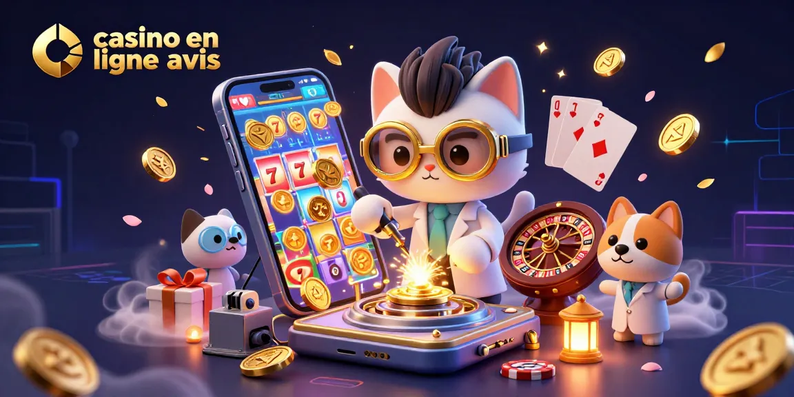 Illustration représentant un scientifique fou et un chien assistant dans un casino en ligne avis captivant.
