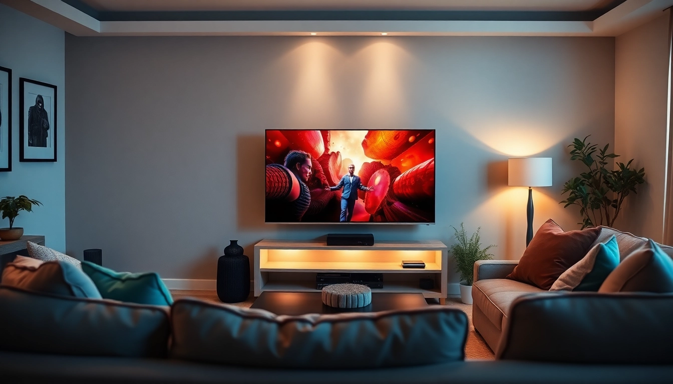 Watch vibrant content from iron iptv on a modern TV in a cozy living room.