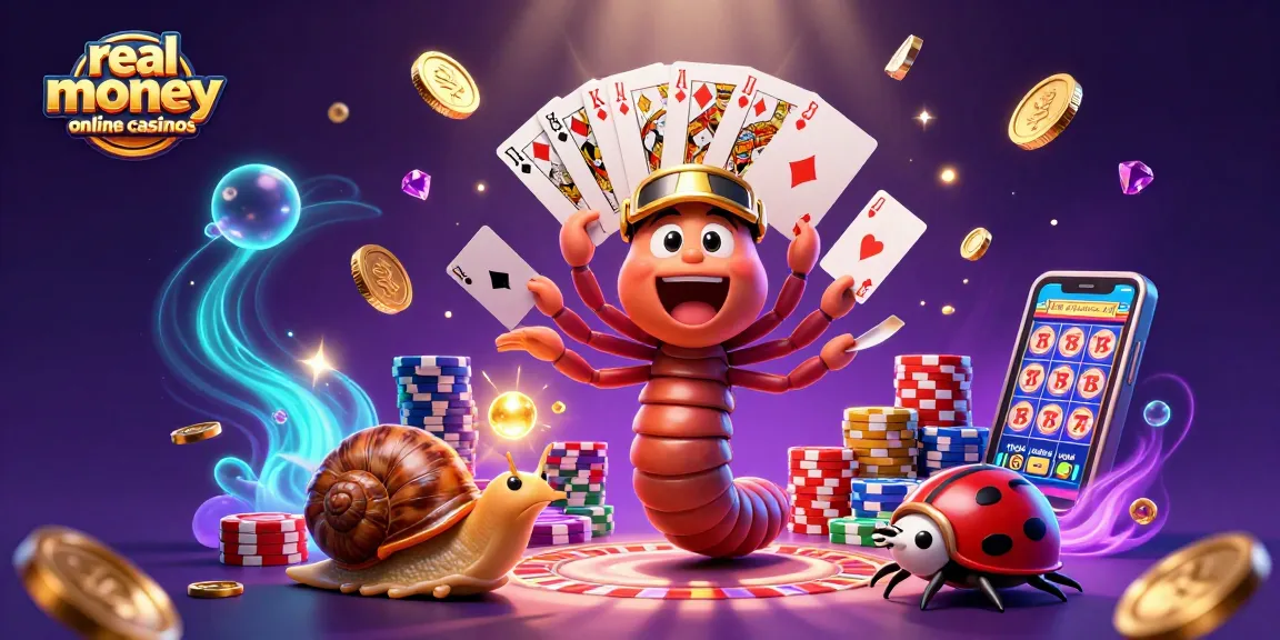 Engaging illustration of real money online casinos showcasing characters and game elements in action.