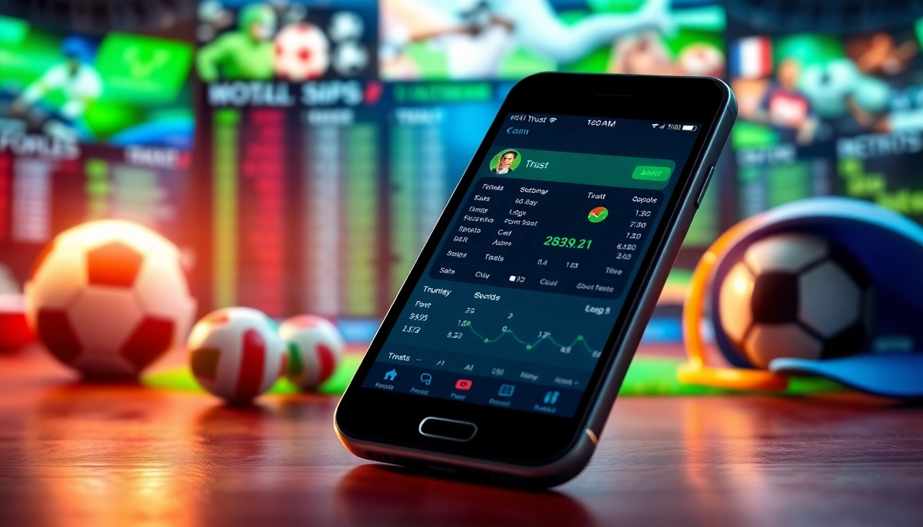 Engaging visual of best sports betting apps India shown on a smartphone in a vibrant sports-themed setting.
