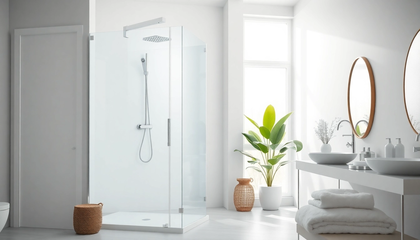 Un projet de salle de bains moderne de sunny showers france, mettant en avant une douche élégante et lumineuse