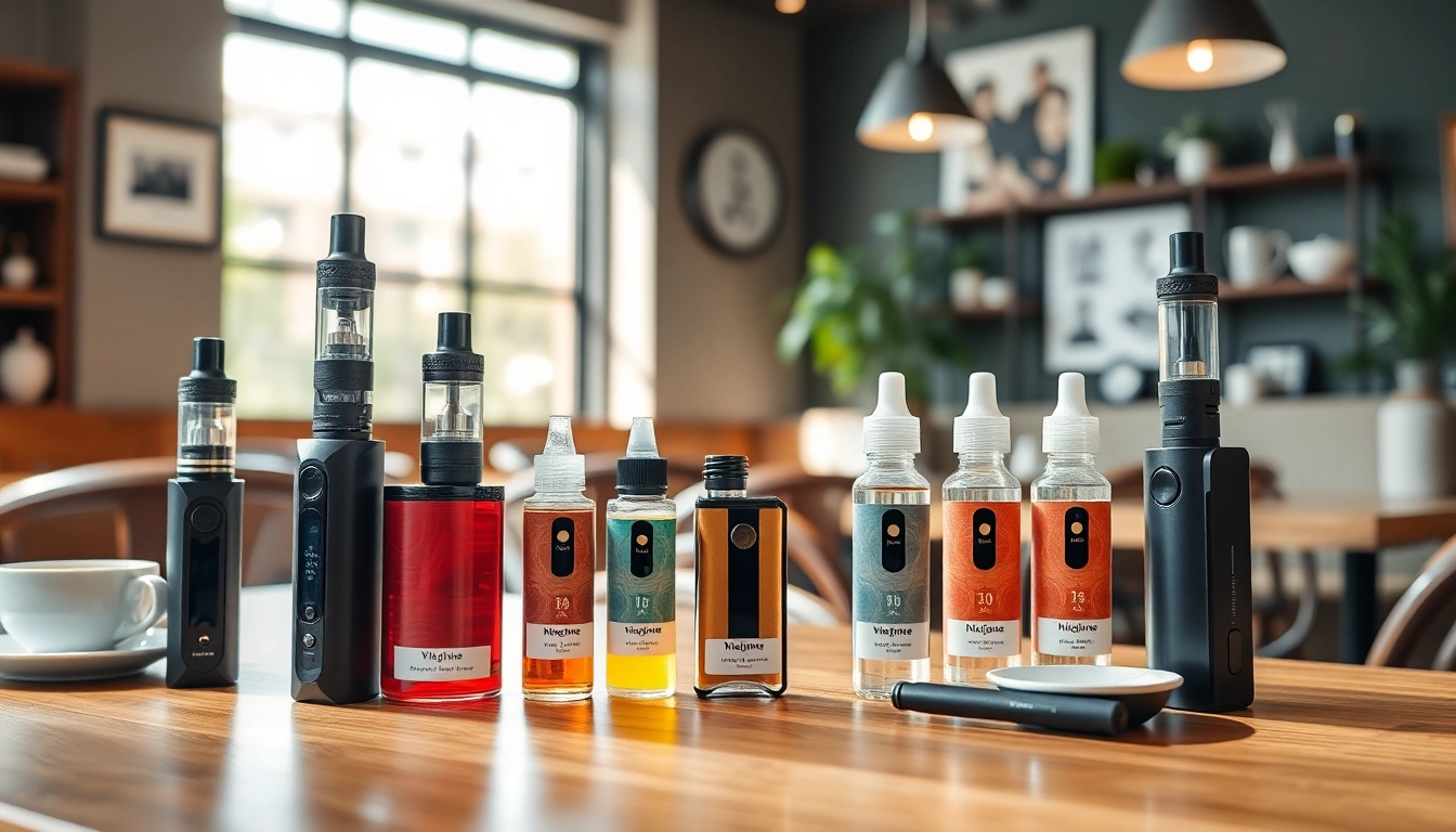 Verkostung von vape ohne nikotin in einem stilvollen Café, umgeben von e-liquids.