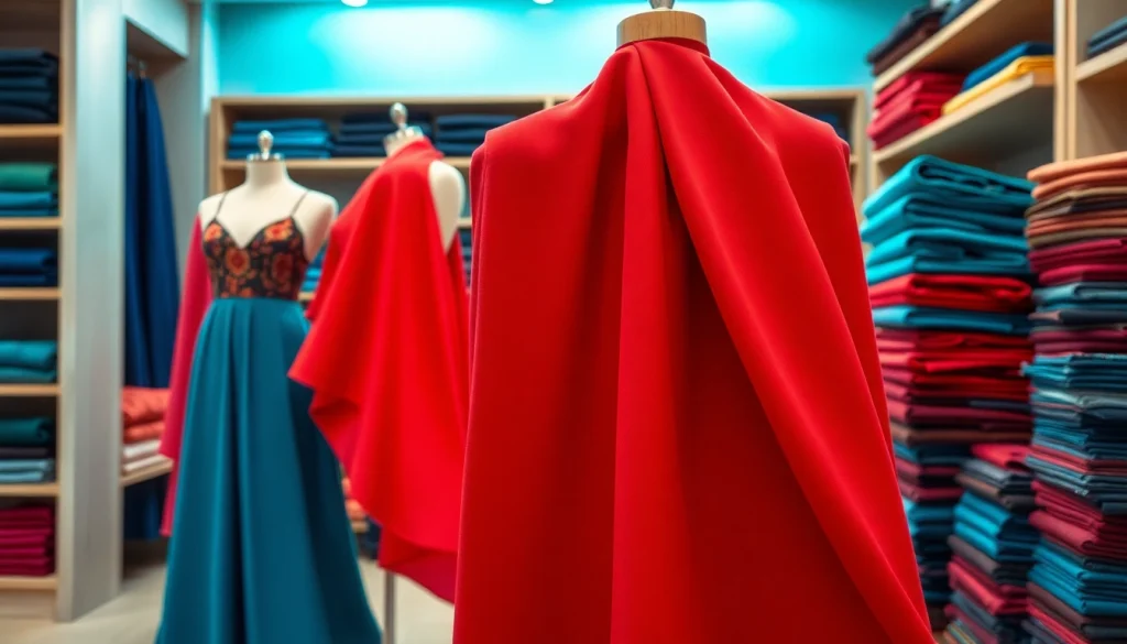 Punta di Roma stoffen die elegant zijn opgesteld in een stijlvolle showroom.