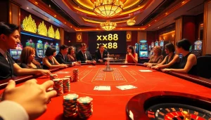Experience thrill and strategy at https://xx88.us/ with an immersive baccarat table and dazzling slot machines.