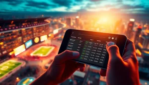 Engaging scene of New Brunswick sports betting featuring a smartphone with betting odds displayed.