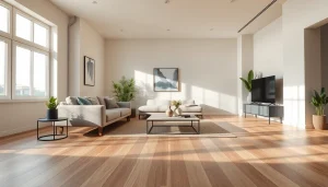 Carrelage imitation parquet dans un salon moderne.