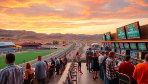 Engage in Oklahoma sports betting with vibrant sportsbook in a lively Oklahoma landscape.