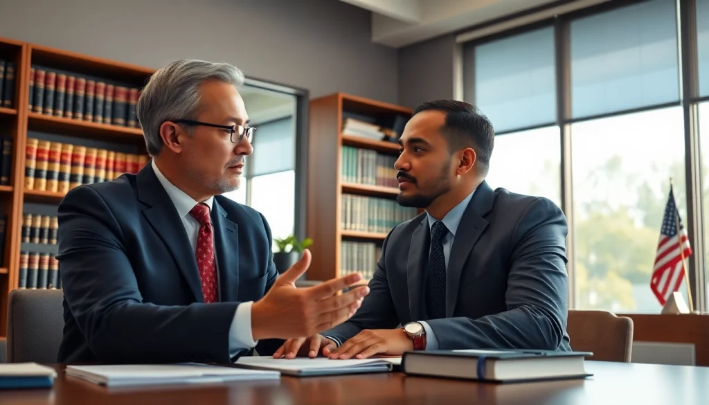 Jacksonville Immigration Lawyer consulting with a client in an inviting office setting.