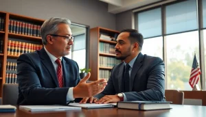 Jacksonville Immigration Lawyer consulting with a client in an inviting office setting.