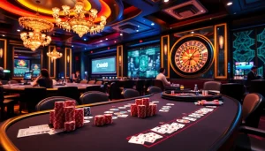 Experience the excitement of xin88 with high-stakes poker tables and colorful casino chips.