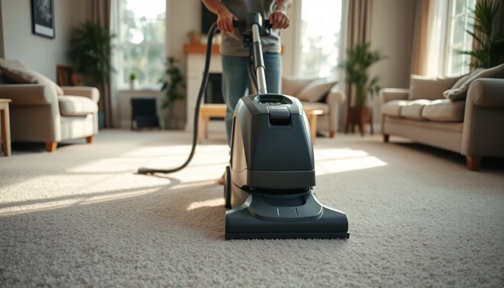 Enhance your home with expert carpet cleaning near me featuring a professional in action.