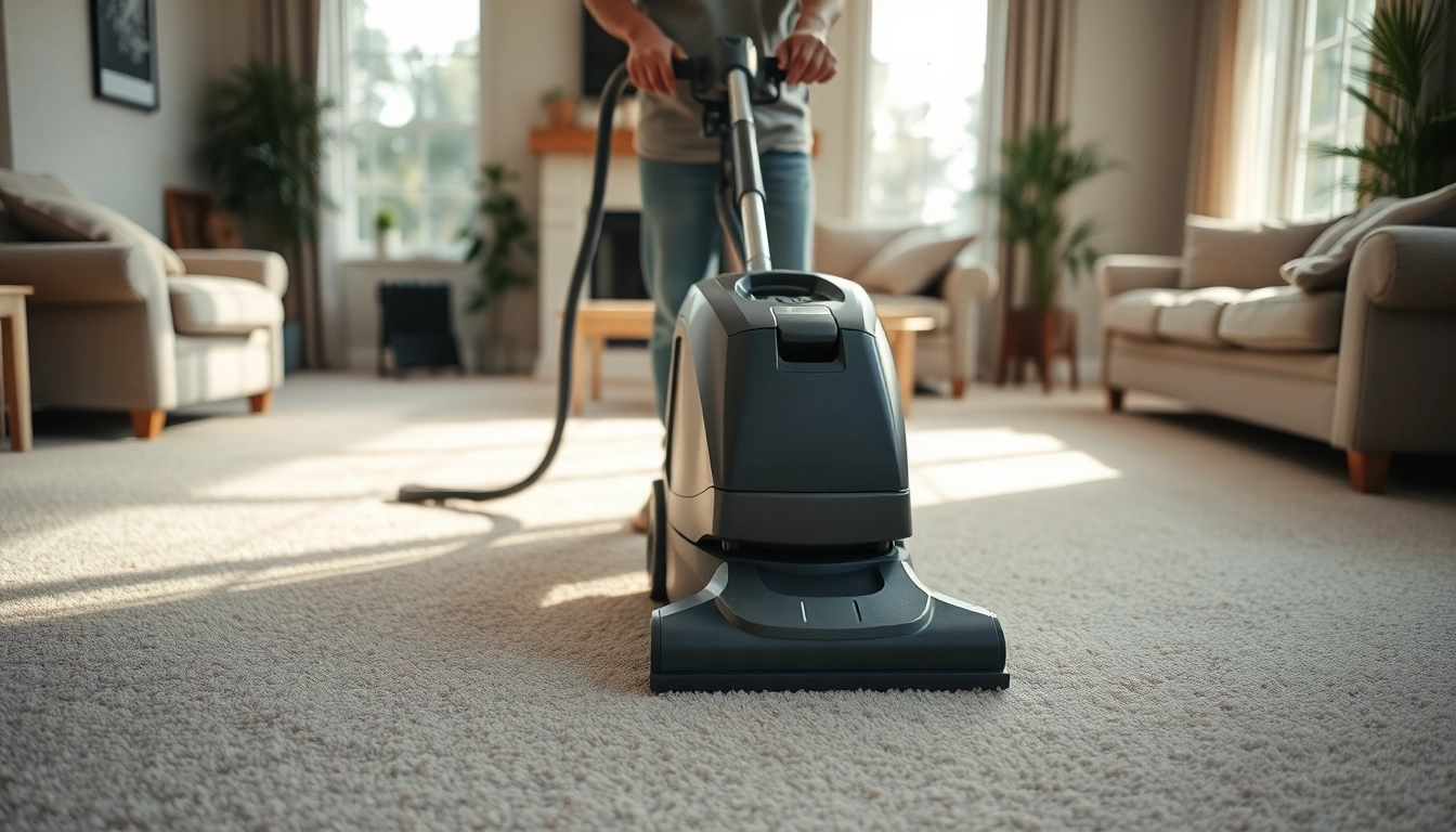Enhance your home with expert carpet cleaning near me featuring a professional in action.