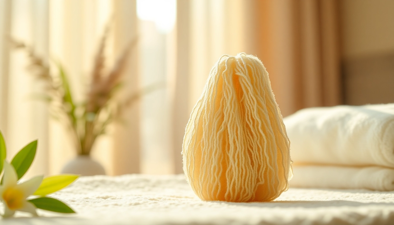 Examine the best back loofah for a refreshing bath experience, showcasing its textured fibers in detail.