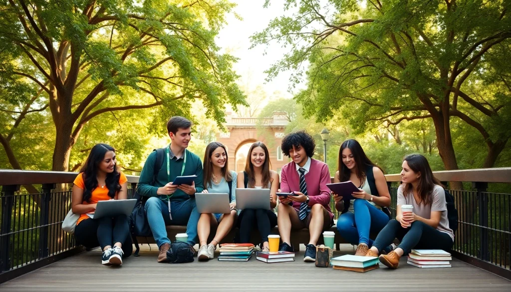 Students at a Texas college bridge engaging in collaborative studies and discussions.