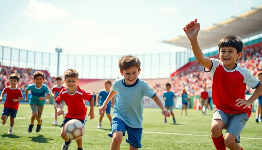 Boys actively participating in Multi Sports Camps for Boys, showcasing teamwork and athleticism.