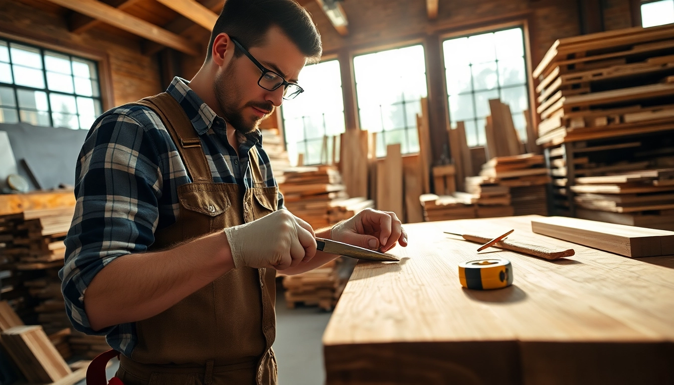 Creating quality woodwork in a carpentry apprenticeship near me environment with tools and raw materials.