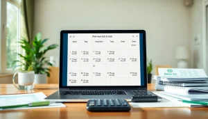 IPVA GO 2026 calendar with financial documents and Detran GO website on a laptop