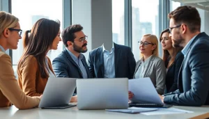 Crisis management consultant providing expert guidance in a modern office.