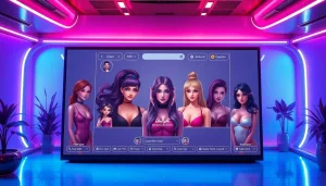 Engaging NSFW character AI avatars in a futuristic chat interface.