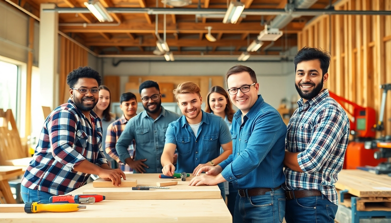 Students at construction trade schools in Texas learn hands-on skills in a well-equipped workshop.