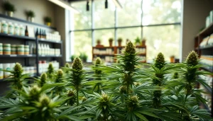 Shop cannabis products at Weedmaps Madrid in a modern, vibrant dispensary setting.