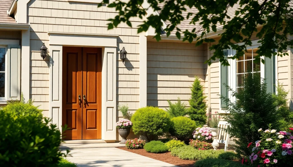 Cape Style Home In-Law Addition with inviting entrance and lush landscaping.
