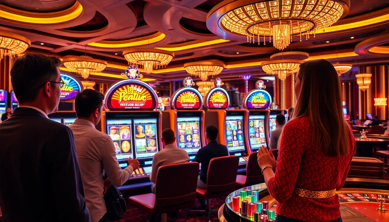 Engaged players enjoying the thrill of slot pragmatic games in a luxurious casino setting.
