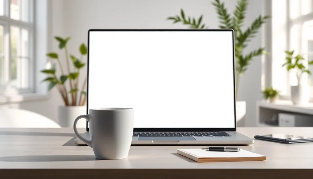 레플리카사이트 인터페이스가 있는 현대적인 작업 공간 이미지