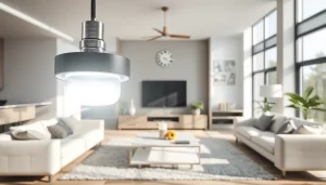 Sleek Illumination beautifully highlights a modern living room setting.