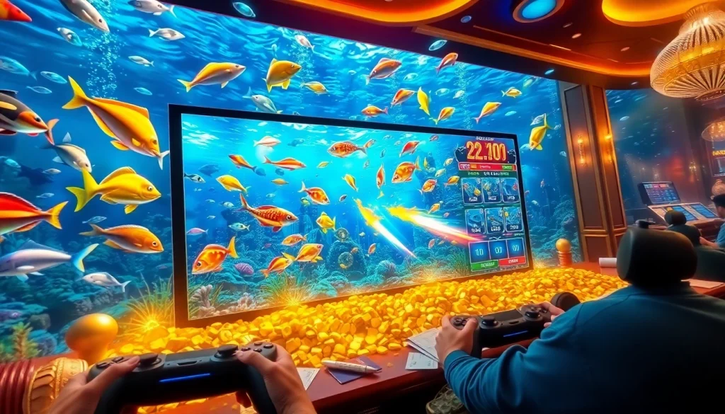 Engage in bắn cá đổi thưởng with vibrant underwater graphics showcasing thrilling gameplay.