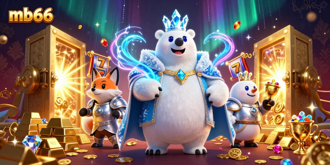 Bet on mb66 as the ice king polar bear guards treasure in a glamorous casino scene.