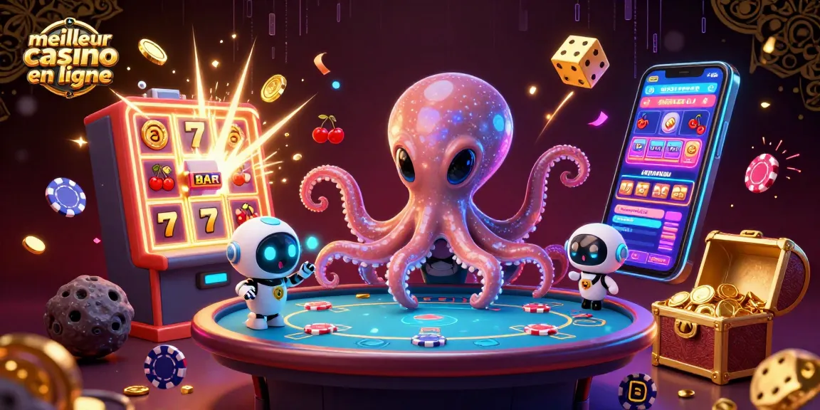 Jouer au meilleur casino en ligne avec un octopus extraterrestre et des jetons de poker dynamiques.