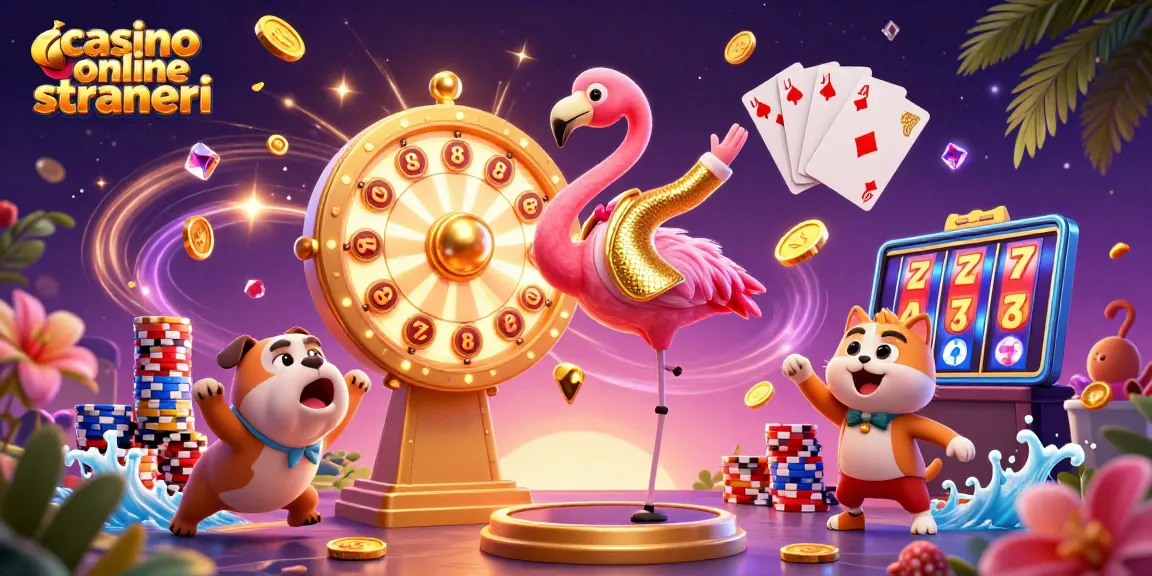 Spinando la ruota dei premi in un casino online stranieri, il bulldog festeggia tra monete d'oro e gemme