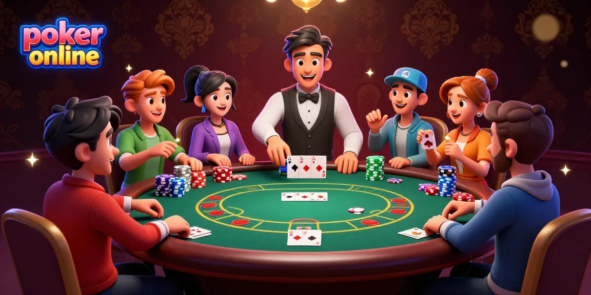 Profitez du poker en ligne avec une table dynamique remplie de jetons et de joueurs passionnés.