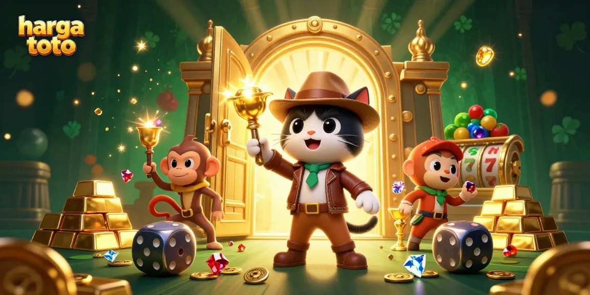 Experience thrilling gameplay at harga toto, featuring vibrant slot elements and dynamic treasure in a lavish casino scene.