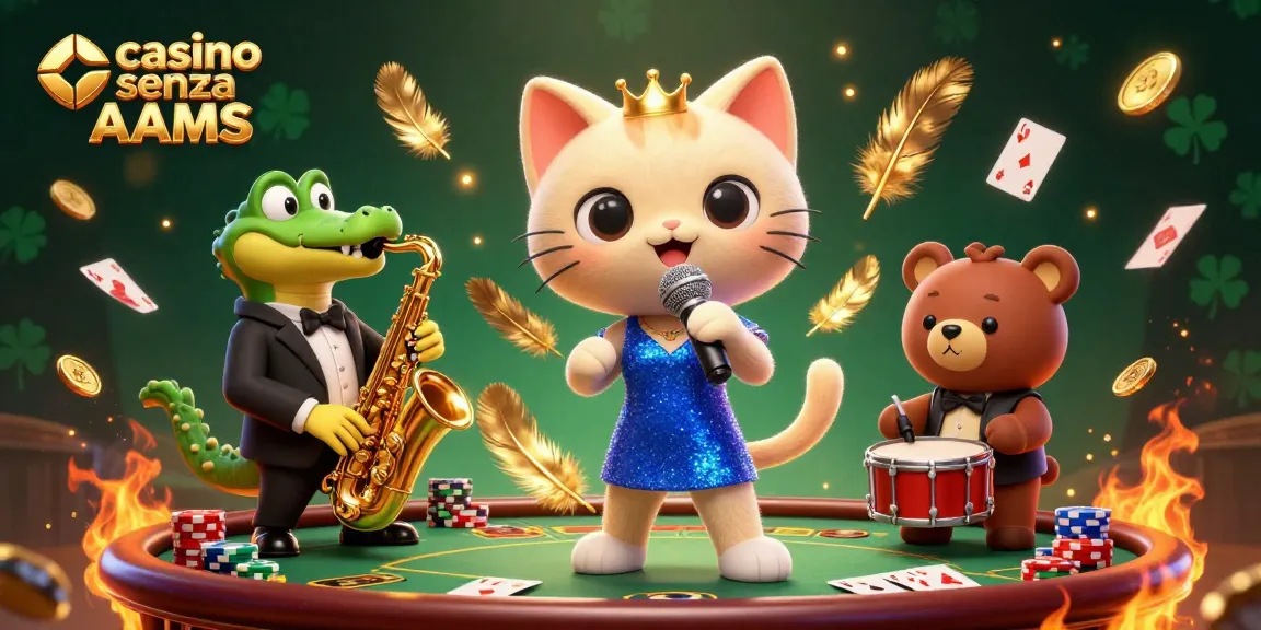 Unisciti all'azione nel casino senza AAMS con un gatto jazz cantante, un coccodrillo al sassofono e un orsetto che suona la batteria.