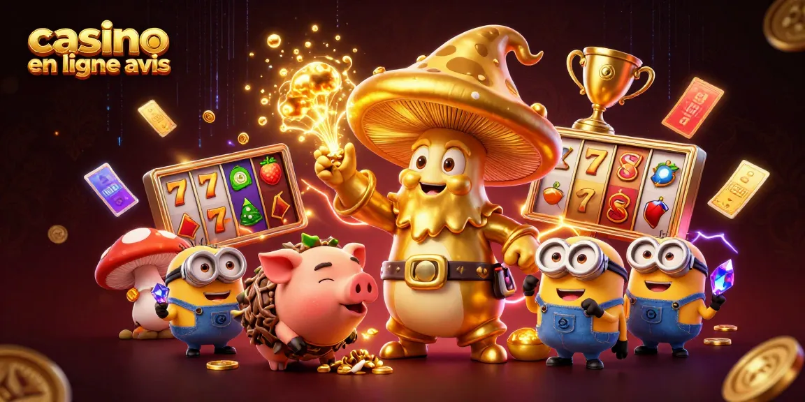 Visualisez un casino en ligne avis captivant avec un sorcier champignon et des minions riches en trésors.