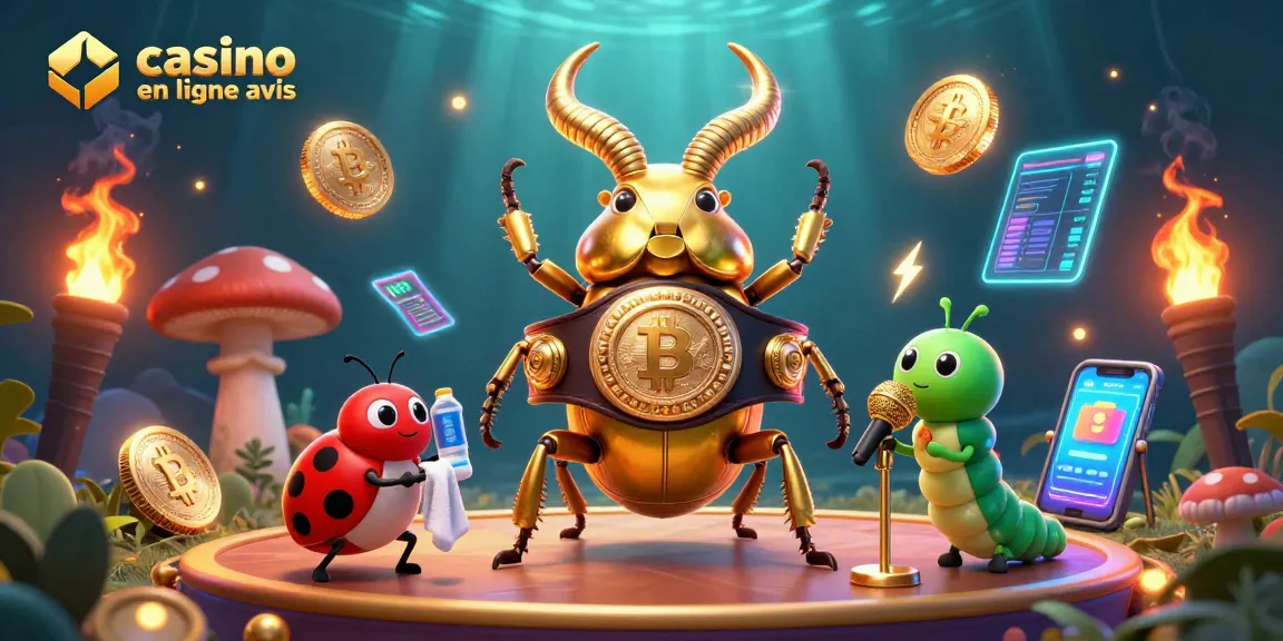 Analysez l'avis sur casino en ligne avec un combat de personnages animés captivants et des éléments de crypto-monnaie.