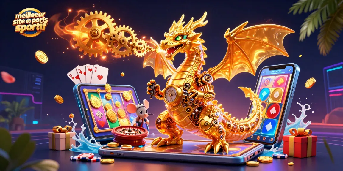 Découvrez le meilleur site de paris sportifs avec des éléments de jeu captivants et un dragon doré mécanique.