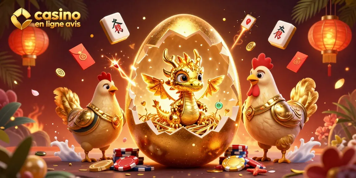 Un dragon doré émerge d'un œuf dans une scène de casino en ligne avis captivante.