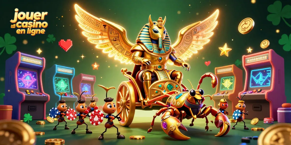 Jouer au casino en ligne avec un scarabée colossale et des scorpions lors d'une expérience de jeu excitante.