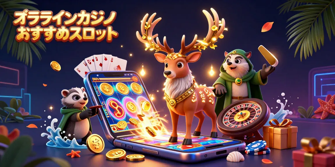 オンラインカジノおすすめスロットをテーマにしたスロットゲームの魅力が詰まったイラスト