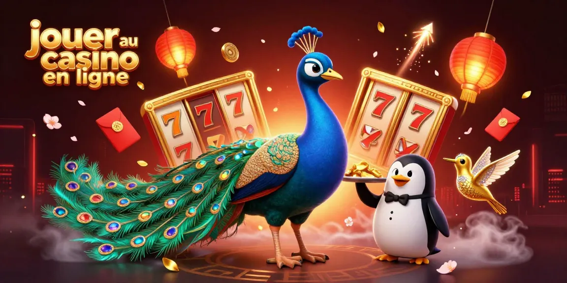 Jouer au casino en ligne avec ce paon élégant, un pingouin majordome et un colibri. Ambiance festive.