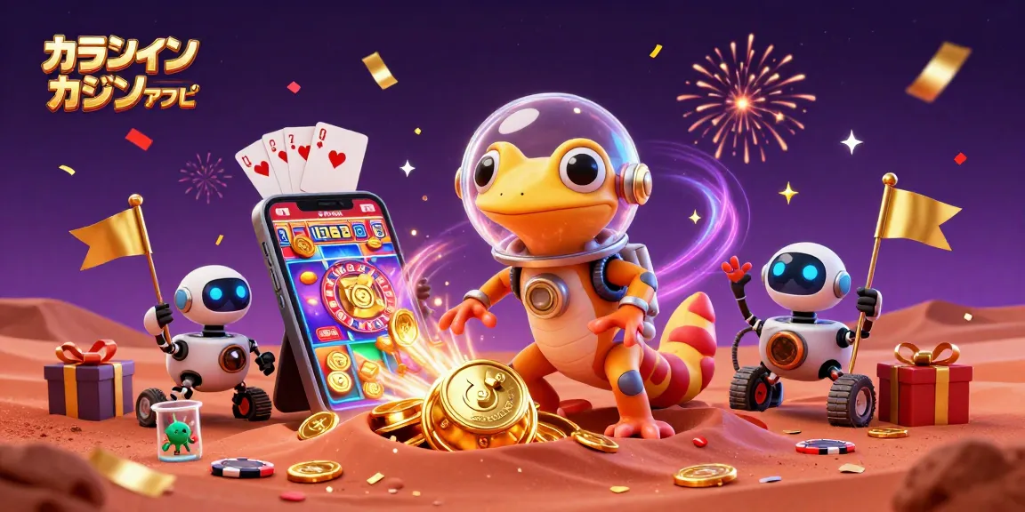 オンラインカジノ アプリでスロットゲームを楽しむ宇宙のキャラクターたち